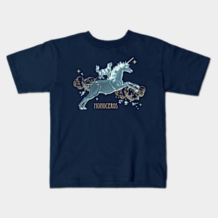 Blue Medieval Unicorn constellation Kids T-Shirt
